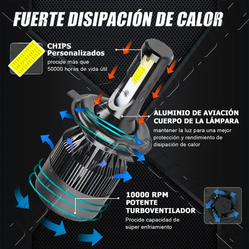 St Para Kit Faros Luz Led H4 14000lm For Ford Haz