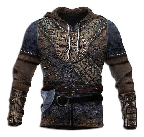 Jersey Viking Armor 3d - Sudadera Con Capucha De Forro Polar