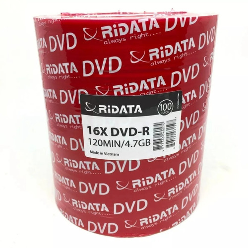 Dvd-r Ridata 4.7 Gb 120 Min  16x  100 Piezas