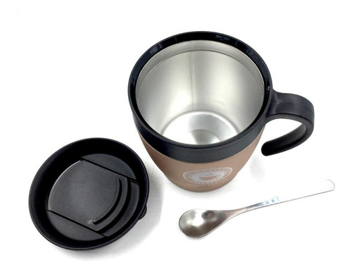 Caneca Térmica Inox Com Tampa Cafe Style 330ml Com Colher