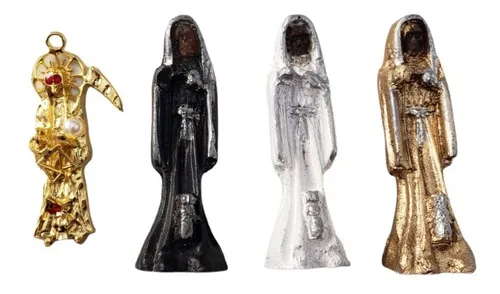 comprar Dije Dorado Santa Muerte + 3 Santa Muerte De Bolsillo