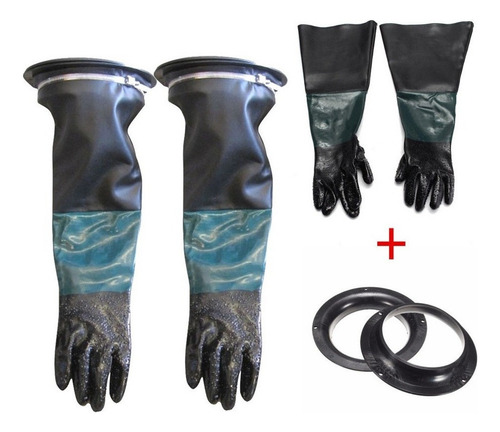 Q Guantes Y Par De Guantes Para Cabinas De Arenado