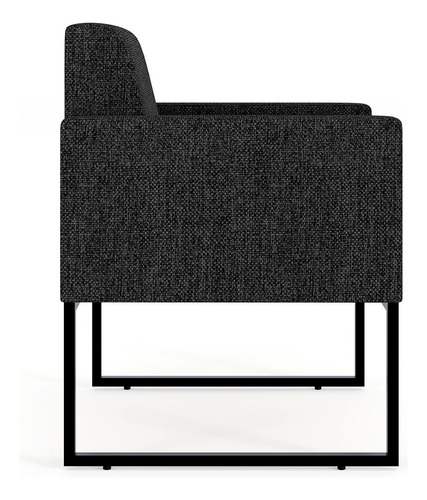 Kit 03 Poltronas Decorativas para Sala Recepção Base Fixa Metal Helô L02 Linho Chumbo