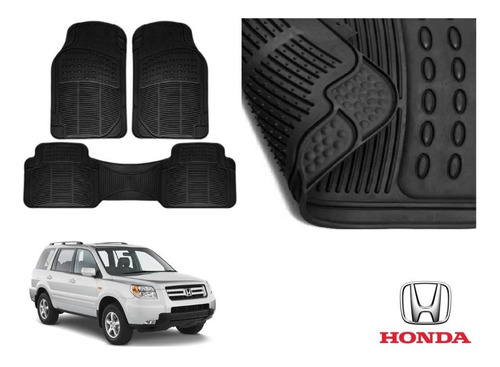 Kit Tapetes 3 Filas Honda Pilot 2007 Rubber Black Original