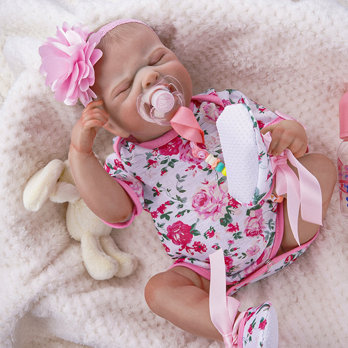 Brastoy Bonecas Bebê Reborn Pintada Menina Bebê Nascido 48cm Silicone