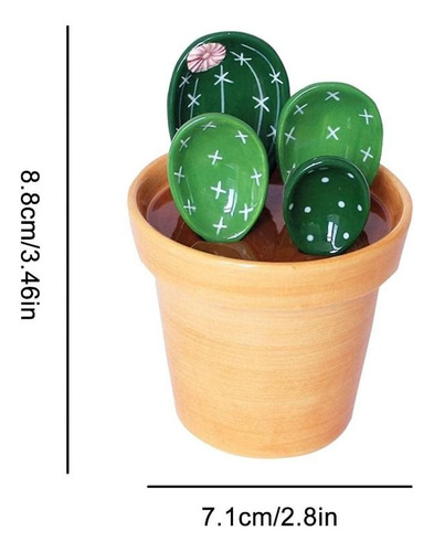 Juego De Cucharas Medidoras De Porcelana Con Forma De Cactus