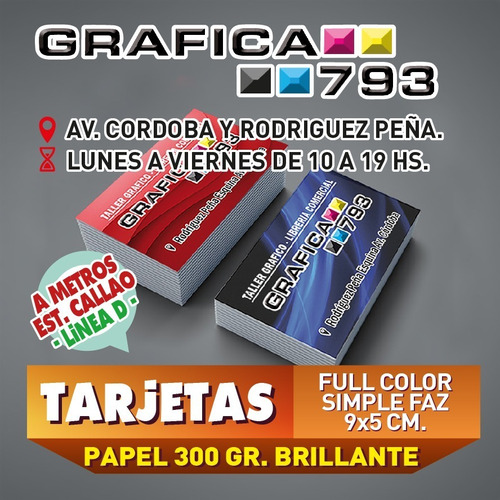 500 Tarjetas Personales 9x5cm Full Color 300gr Simple Faz