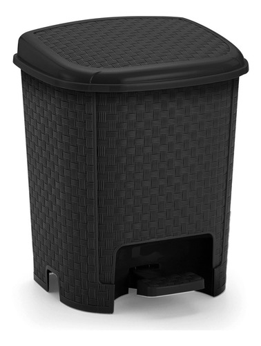 Lixeira De Pedal P/ Cozinha Banheiro Quarto Rattan 6lt Preto