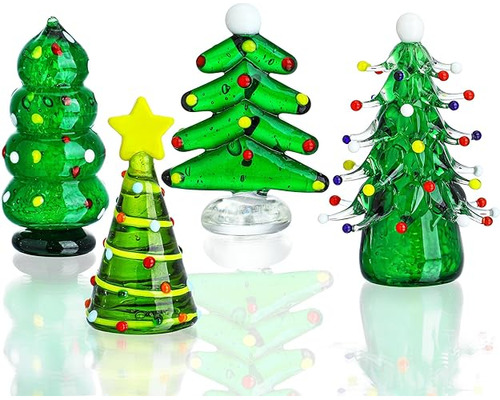 Juego De 4 Figuras De Cristal Soplado Para Arbol De Navidad