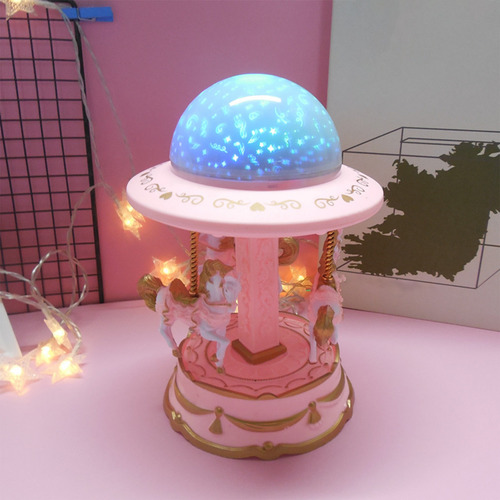 Caja De Música Carousel Para Niñas, Farol Con Proyección De
