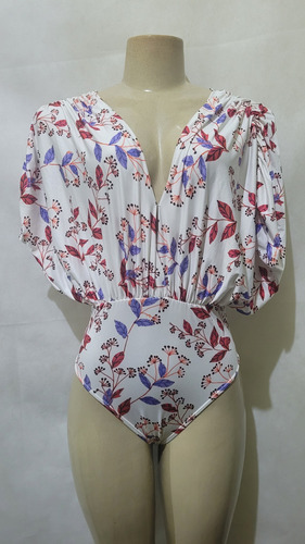 Blusa Branca Colorida Florida Estampada Rvg Body M Usadobom 