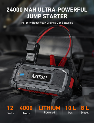 Jump Starter Astroai S8 Ultra 4000a Para Gasolina De 10 L Y