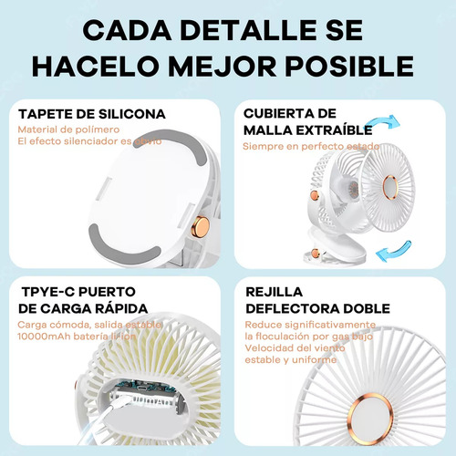 Ventilador Portátil De Mano, Ventilador De Refrigeración, Re Estructura Blanco