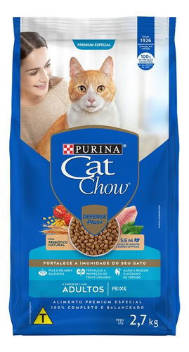Cat Chow Ração Para Gato Adulto Peixe 2,7kg
