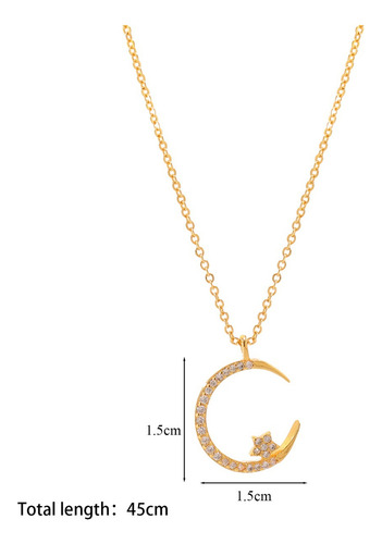 Collar Con Forma De Luna Y Estrella Dorada Con Todos Los Dia