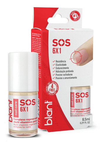 Base Fortalecedora De Unhas Sos 6x1 Regenerador 8,5ml Blant