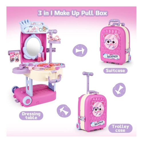 Juego De Mesa Maquillaje 2 En 1 Para Niños Y Niñas Y Maleta