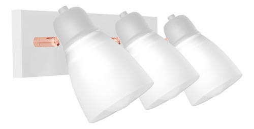 Aplique Tulipa Vidrio Pared 3 Luces Spot Movil Baño Led E27 Estructura Blanco/cobre