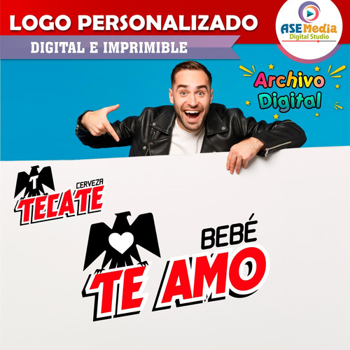 Logo Digital Cerveza Tecate Personalizado Con Tu Nombre