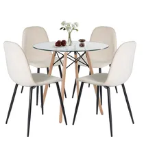 Comprar Comedor 4 Sillas, incluye 1 Mesa Comedor Redonda y 4 Sillas Comedor Color Beige HOMEMAKE FURNITURE