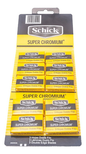 Imagen 1 de 2 de Hojas De Afeitar Schick 3 Hojas Doble Filo Bulto De 36x10x3