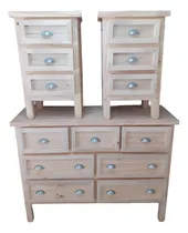 Comprar Comoda Antigua + 2 Mesas De Luz Combo Pino Crudo ! Palermo !