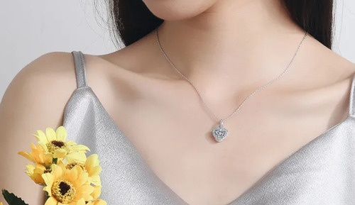 Collar De Plata 925 Con Colgante De Corazon /