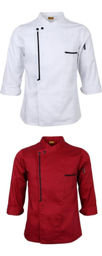 2 Piezas Chef Chaqueta Abrigo Uniforme Manga Larga Hotel