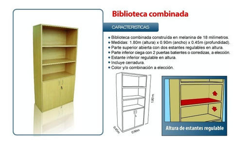 Imagen 6 de 6 de Biblioteca Tisera Librero Oficina Escritorio Stock Bib-11