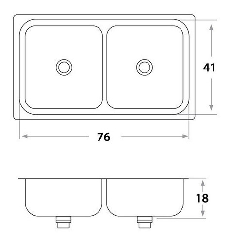 Imagen 3 de 3 de Pileta De Cocina Doble 306e 76x41x18 - Mi Pileta