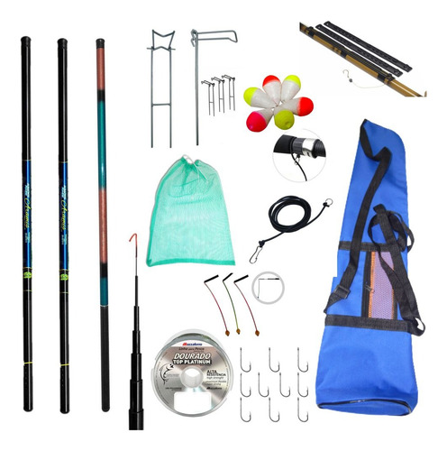 Kit De Pesca 3 Vara Telescopica 2,10, 2,70, 3,60 Com Aces !!