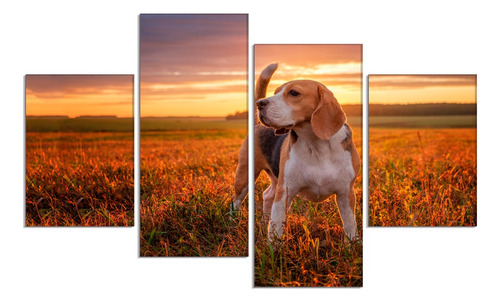 Set De 4 Cuadros Retrato De Perro Beagle 80x150cm