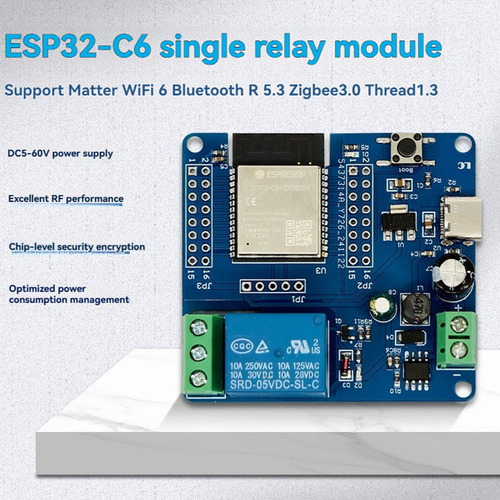 Módulo De Relé Único Esp32-c6 Dc5-60v Com Suporte Wifi6 Bl-f