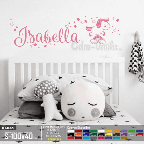 Vinilos Decorativos Nombre Personalizado Unicornio Bebe