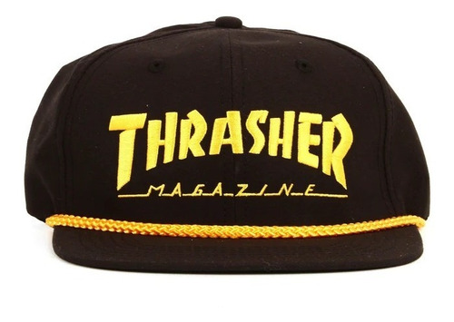 Imagen 2 de 5 de Gorra Thrasher Modelo Rope Negro Amarillo Microfibra Nueva