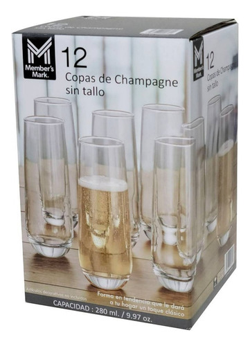 Copas De Champagne Sin Tallo Member's Mark 12 Pzas Color Vidrio