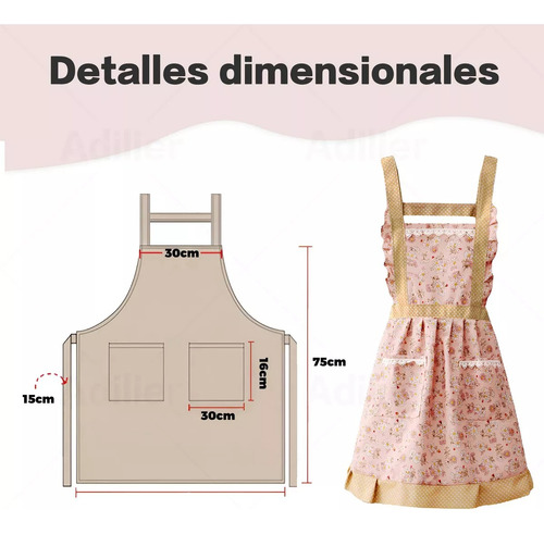 3 Pzs Delantal Ajustable Para Mujer, Cocina Multiusos Chef