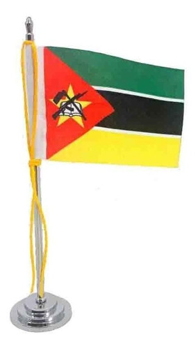 Mini Bandeira De Mesa Moçambique 15 Cm Poliéster