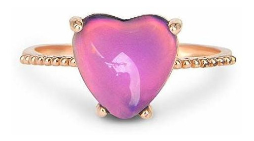 Anillos - Fun Jewels Minimalist Rose Gold Heart Mood Ring Cr