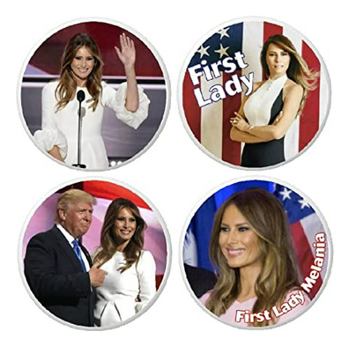 Set 4 Melania Trump Primera Dama 2,25 Grandes Botones Pins.