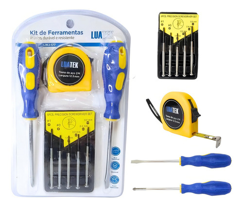 Jogo Ferramenta Kit Chave Precisão 6pcs Trena Fenda Philips