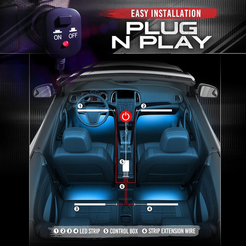 Kit De Luces Led Opt7 Rgb, P/ Interior De Automóvil, 4 Pcs