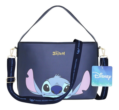 Bolsa Feminina De Ombro Alça Ohana Stitch Disney Original Cor Azul-marinho