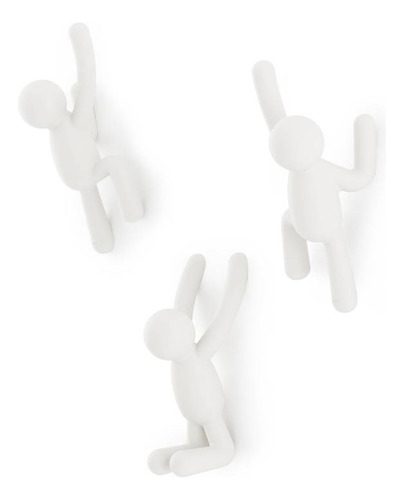 3 Ganchos Perchero De Pared Línea Buddy Umbra Originales Blanco