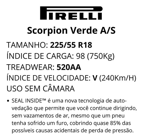 Par Pneu Pirelli 225/55r18 Scorpion Verde Outlander Renegade