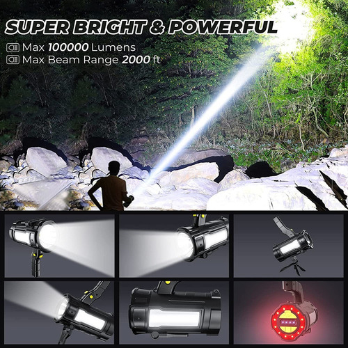 W Linterna De Reflector Recargable De 100000 Lúmenes