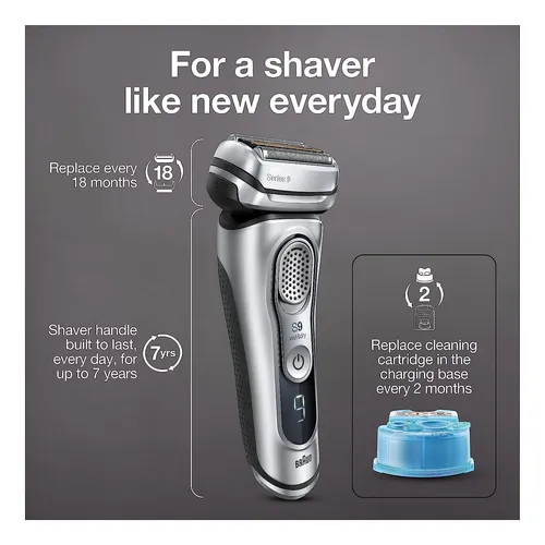 Braun Razor 9390cc Waterproof Seco Mojado Barba Cortar Plata