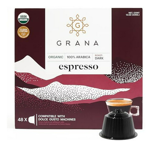 Cápsulas De Café Orgánico Grano Espresso, 48uds