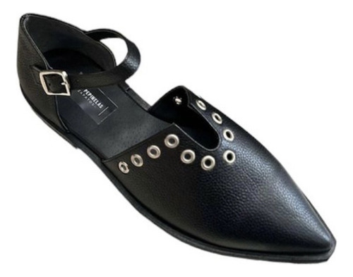 Zapatos Mujer Moda Cuero Vacuno Chatita En Punta