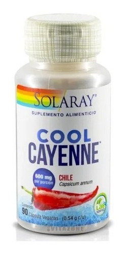 Cool Cayenne Chile (capsicum Annum) 90 Cáps Veganas Solaray